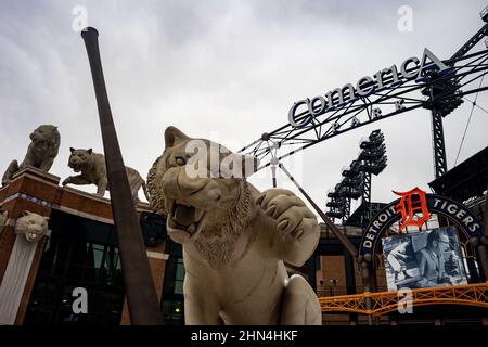 Detroit, Usa. 07th. Februar 2022. Comerica Park in der Innenstadt von Detroit. (Foto von Stephen Zenner/SOPA Images/Sipa USA) Quelle: SIPA USA/Alamy Live News Stockfoto