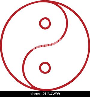 Yin Yang Umrisssymbol auf weißem Hintergrund isoliert Stock Vektor