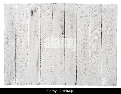 Weiß vintage Holzbrett Hintergrund isoliert auf weiß Stockfoto