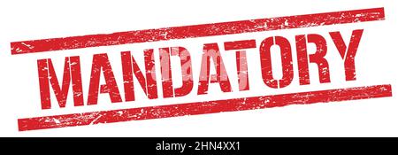 OBLIGATORISCHER Text auf rotem grungy Rechteck Stempelzeichen. Stockfoto