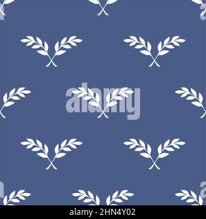 Nahtloses Muster mit gekreuzten Zweigen mit Blättern. Stock Vektor