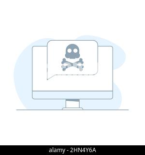 Warnung, Benachrichtigung, Warnung, wichtige Nachricht auf einem Laptop-Bildschirm – Vektorgrafik Stock Vektor