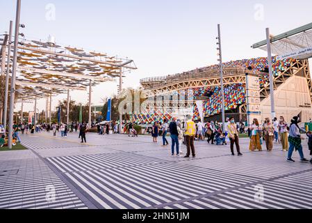 Dubai Expo 2020 Ausstellung mit vielen architektonischen Gebäuden Stockfoto