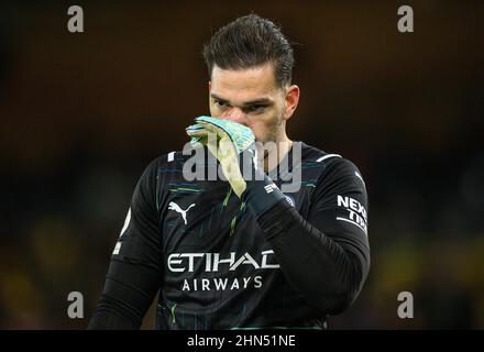 12. Februar 2022 - Norwich City gegen Manchester City - Premier League - Carrow Road Ederson von Manchester City im Spiel gegen Norwich City in der Carrow Road. Bildnachweis : © Mark Pain / Alamy Live News Stockfoto