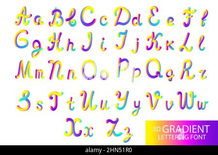 Bunte dynamische flüssige Tinte oder Farbe mischen dicke Ölfarbe Schriftart im Stil 80s-70s, Neon-Regenbogen-Alphabet.Vektor-Illustration Stock Vektor