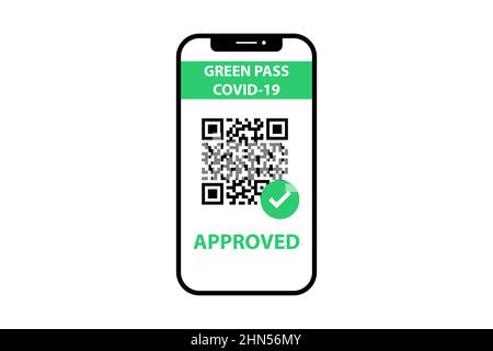 Green-Pass-Covid-19-zugelassen mit qr-Code Stock Vektor