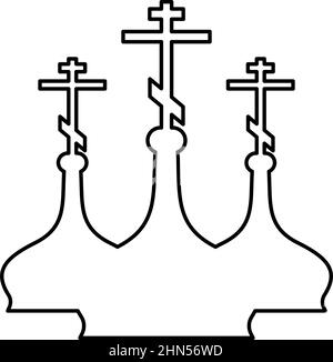 Kuppel der Kirche Kontur Umriss Linie Symbol schwarze Farbe Vektor Illustration Bild dünn flach Stil einfach Stock Vektor