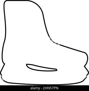 Eislaufen Sport Hockey Boot Figur Schlittschuhe Winter Eisbahn Ausrüstung Schuhe Kontur Kontur Linie Symbol schwarz Farbe Vektor Illustration Bild dünn flach Stock Vektor