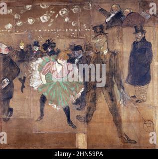 Antike Vintage-Kunst von Henri Toulouse-Lautrec. Panneaux pour la baraque de la Goulue, a la Foire du Trone a Paris (1895). Stockfoto