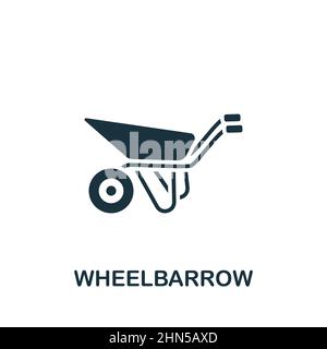 Symbol für Schubkarre. Monochrom einfaches Wheelbarrow-Symbol für Vorlagen, Webdesign und Infografiken Stock Vektor