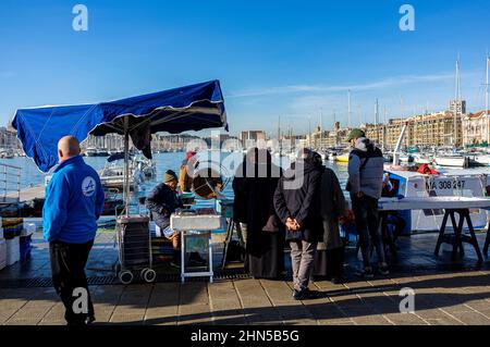 Le Vieux Port, Quai de la Fraternité, Marseille Frankreich 13 Paca Stockfoto