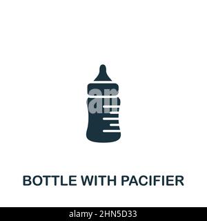 Flasche mit Schnullersymbol. Monochrome einfache Flasche mit Schnullersymbol für Vorlagen, Webdesign und Infografiken Stock Vektor