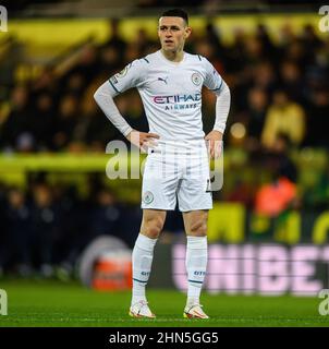 12. Februar 2022 - Norwich City gegen Manchester City - Premier League - Carrow Road Phil Foden während des Spiels in der Carrow Road Bildnachweis : © Mark Pain / Alamy Live News Stockfoto