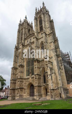 Außenansicht des Beverley Minster in Beverley, East Riding of Yorkshire, Großbritannien. Stockfoto