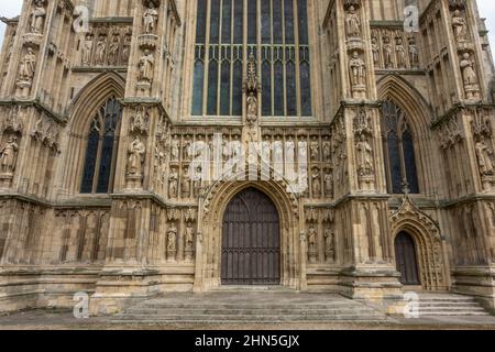 Außenansicht des Beverley Minster in Beverley, East Riding of Yorkshire, Großbritannien. Stockfoto