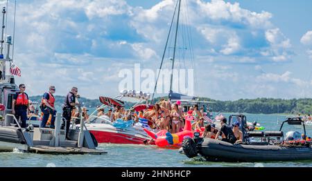 Sag Harbour Boat Party Stockfoto