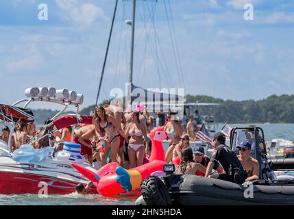 Sag Harbour Boat Party Stockfoto