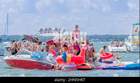 Sag Harbour Boat Party Stockfoto