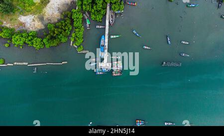 Blick von der Spitze des Fischereihafens Stockfoto