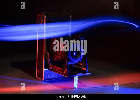 AGFA Anastigmat Jgestar - alte Vintage Analogkamera, Mittelformat mit langer Zeit Expsoure Stockfoto