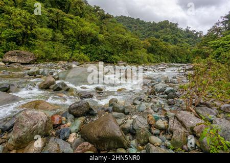 Der Orosi-Fluss, auch Rio Grande de Orosi genannt, ist ein Fluss in Costa Rica in der Nähe der Cordillera de Talamanca. Tapanti - Cerro de la Muerte Massif Natio Stockfoto