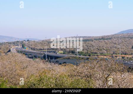 Hamovil Interchange auf Highway 77 und Highway 79 Niedergalilea, Israel eingeweiht 2011 Stockfoto