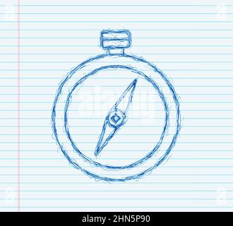 Kompasssymbol. Flaches Navigationssymbol, Skizzensymbol. Vektorgrafik Stock Vektor