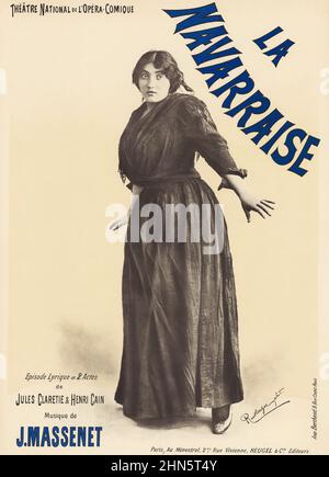 Plakat zu Jules Massenets La Navarraise mit Emma Calve in der Rolle von Anita. 1895. Stockfoto