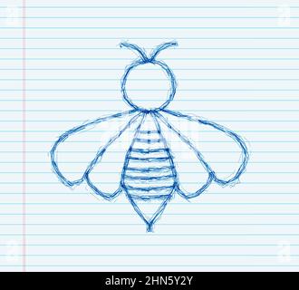 Honigfliegende Biene. Biene-Symbol. Skizzenstil. Vektorgrafik Stock Vektor