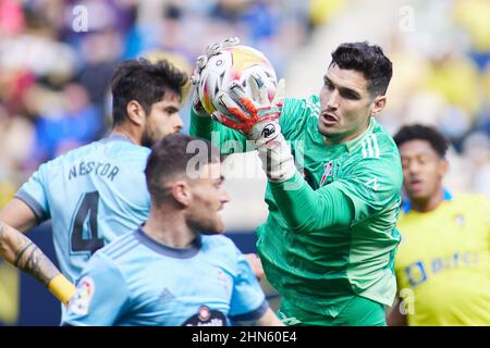 Matias Dituro von RC Celta de Vigo während des Fußballspiels der spanischen Meisterschaft La Liga zwischen Cadiz CF und RC Celta de Vigo am 12. Februar 2022 im Nuevo Mirandilla-Stadion in Cadiz, Spanien - Foto: Joaquin Corchero/DPPI/LiveMedia Stockfoto