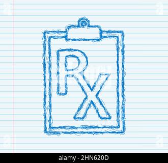 Skizzensymbol Leere Rx-Verordnungsform. Vektorgrafik. Stock Vektor