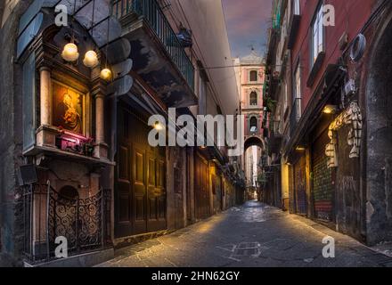 Über San Gregorio Armeno, Christmas Gasse, Centro storico, Neapel, Italien Stockfoto