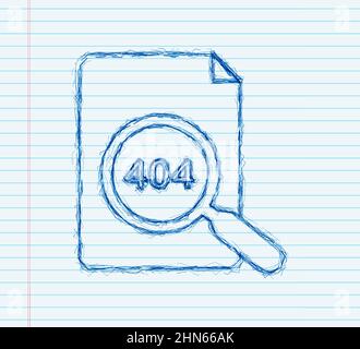 404 Fehlerseite nicht gefunden Skizzenschild. Vektorgrafik Stock Vektor