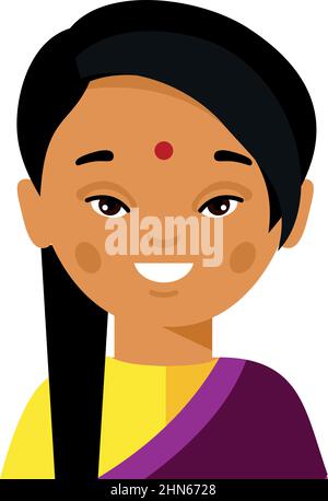 Indische Frau in Nationalkostümen. Vektor-Illustration von Avatar indien Frau. Stock Vektor