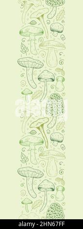 Handgezeichnetes Pilz nahtloses Muster, Holzhintergrund, ideal für Textilien, Banner, Tapeten, Umhüllung - Vektordesign Stock Vektor