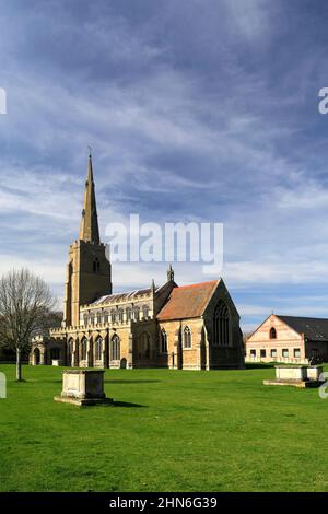 Sommeransicht über St. Wendredas Kirche, March Town, Cambridgeshire, England, Großbritannien Stockfoto