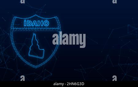 Plexus-Symbolkarte, die den Bundesstaat Idaho aus dem vereinigten Staat amerika zeigt. Vektorgrafik Stock Vektor