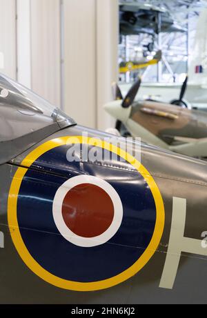 Britischer RAF-Flugzeugrundflug, Typ C1-Schild auf einem spitfire, IWM Duxford Imperial war Museum, das Kriegsmuseum in Duxford, Cambridge, Großbritannien Stockfoto