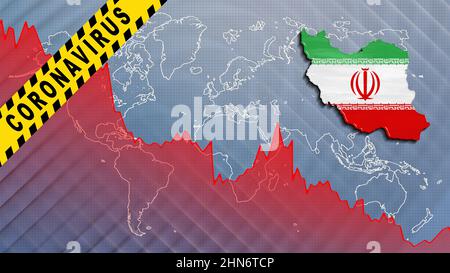 Auswirkungen des Coronavirus auf die iranische Wirtschaft, Konjunktur im Absinken Stockfoto
