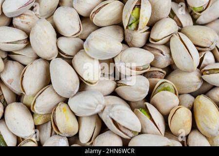 Nahaufnahme der Pistazien von oben nach unten. Stockfoto