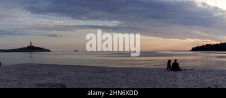 atardecer en la bahia de Rovinj, Rovinj, Halbinsel de Istria, Croacia, europa Stockfoto