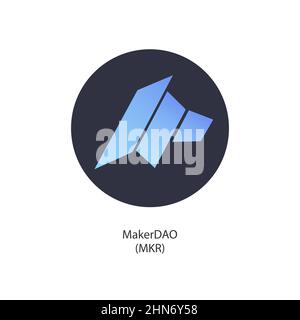 Kryptowährungssymbol der MakerDAO-Plattform auf weißem Hintergrund isoliert. Vektorgrafik Stock Vektor