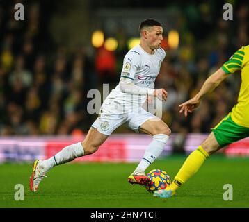 12. Februar 2022 - Norwich City gegen Manchester City - Premier League - Carrow Road Phil Foden während des Spiels in der Carrow Road Bildnachweis : © Mark Pain / Alamy Live News Stockfoto