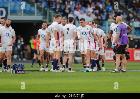 Rom, Italien. 13th. Februar 2022. England während 2022 Six Nations - Italien gegen England, Rugby Six Nations Spiel in Rom, Italien, Februar 13 2022 Kredit: Unabhängige Fotoagentur/Alamy Live Nachrichten Stockfoto