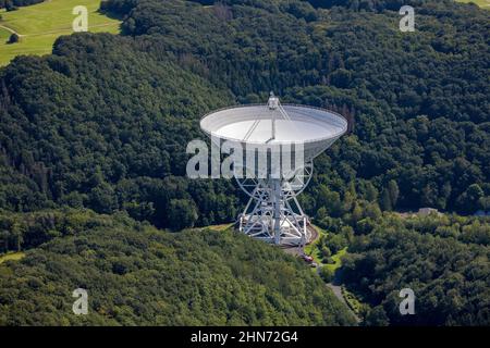 Luftaufnahme, Radioteleskop Effelsberg im Ahrgebirge in Holzem, Bad Münstereifel, Ahrflut, Ahrtal, Nordrhein-Westfalen, Deutschland, DE, EIF Stockfoto