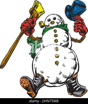 „Snow Man Dancing“-Vektorgrafik Stock Vektor