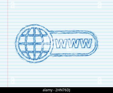 Symbol der Suchleiste, Satz von Suchfeldern ui-Vorlage isoliert auf weißem Hintergrund. Skizzensymbol. Vektorgrafik Stock Vektor