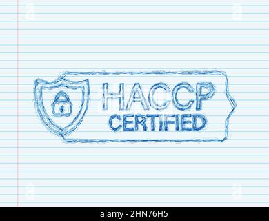 HACCP-zertifiziertes Symbol auf weißem Hintergrund. Skizzensymbol. Vektorgrafik. Stock Vektor