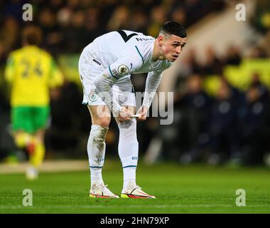 12. Februar 2022 - Norwich City gegen Manchester City - Premier League - Carrow Road Phil Foden während des Spiels in der Carrow Road Bildnachweis : © Mark Pain / Alamy Live News Stockfoto