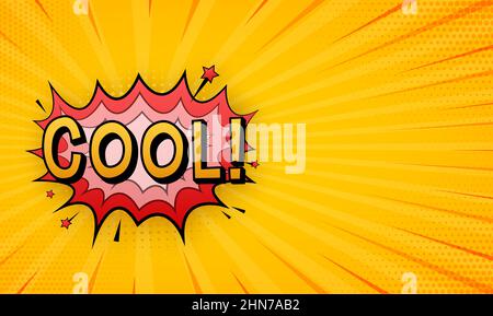Komische Sprechblasen mit Text Cool. Symbol, Aufkleberetikett, Etikett für Sonderangebote, Werbeplakette. Vektorgrafik Stock Vektor